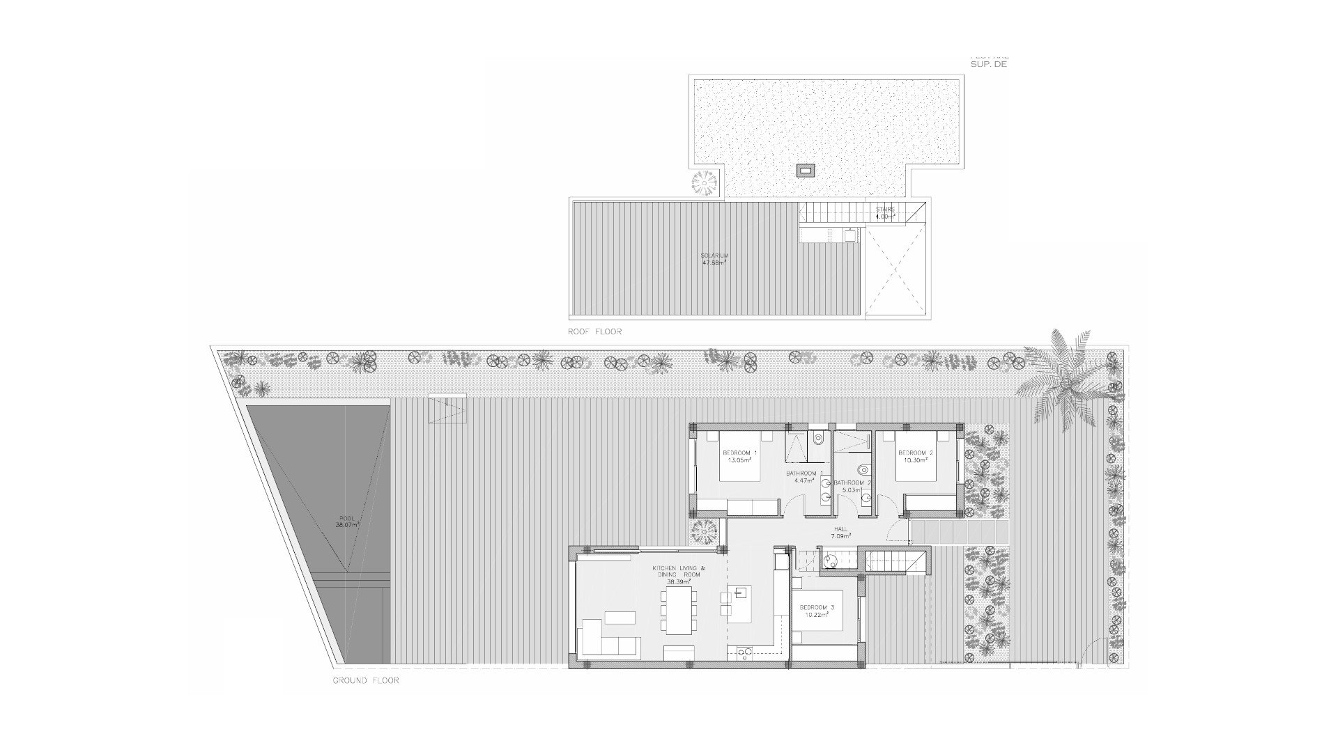 Villa floor plan, 3 bedrooms in SERENA BREEZE 2 Villas No. 4